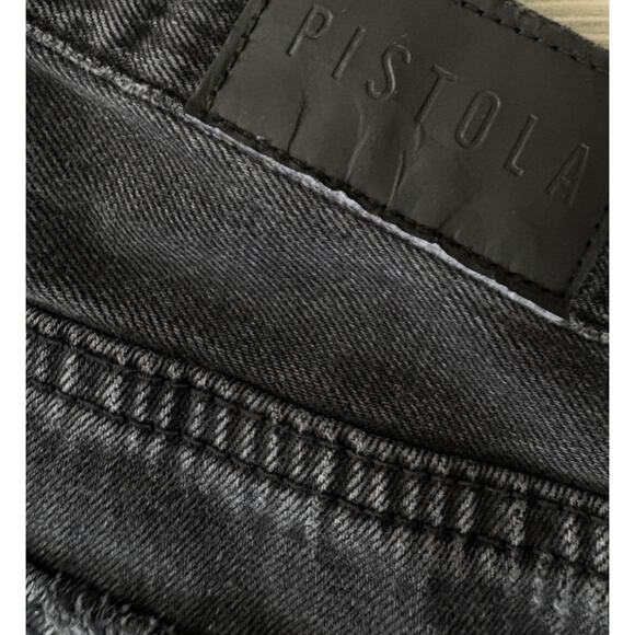 Pistola Black Distressed Straight Leg High Rise Denim Jeans 26 Grunge Streetwear - Picture 4 of 7